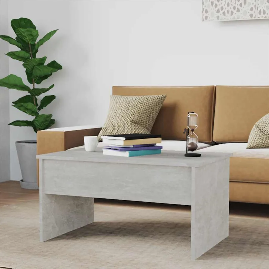 Table basse gris béton 80x50,5x41,5 cm bois d'ingénierie - 8