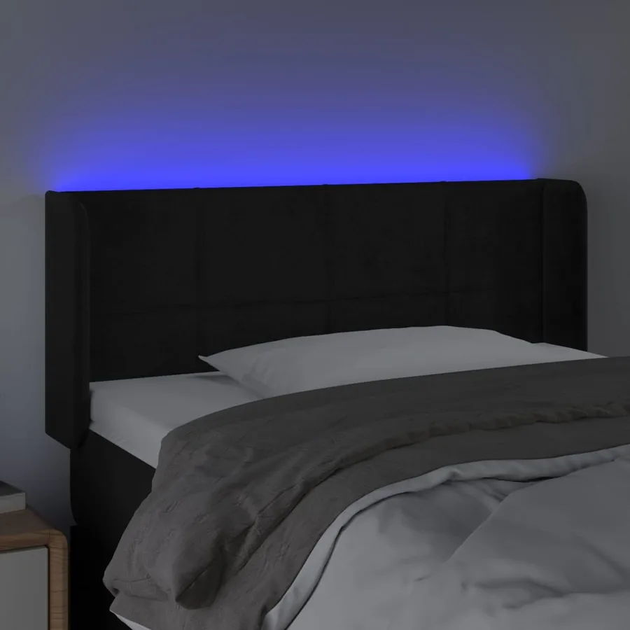 Tête de lit à LED Noir 93x16x78/88 cm Velours - 4