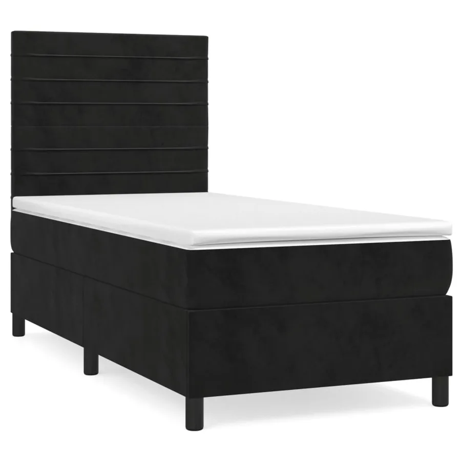 Sommier à lattes de lit avec matelas Noir 90x200 cm Velours - 2