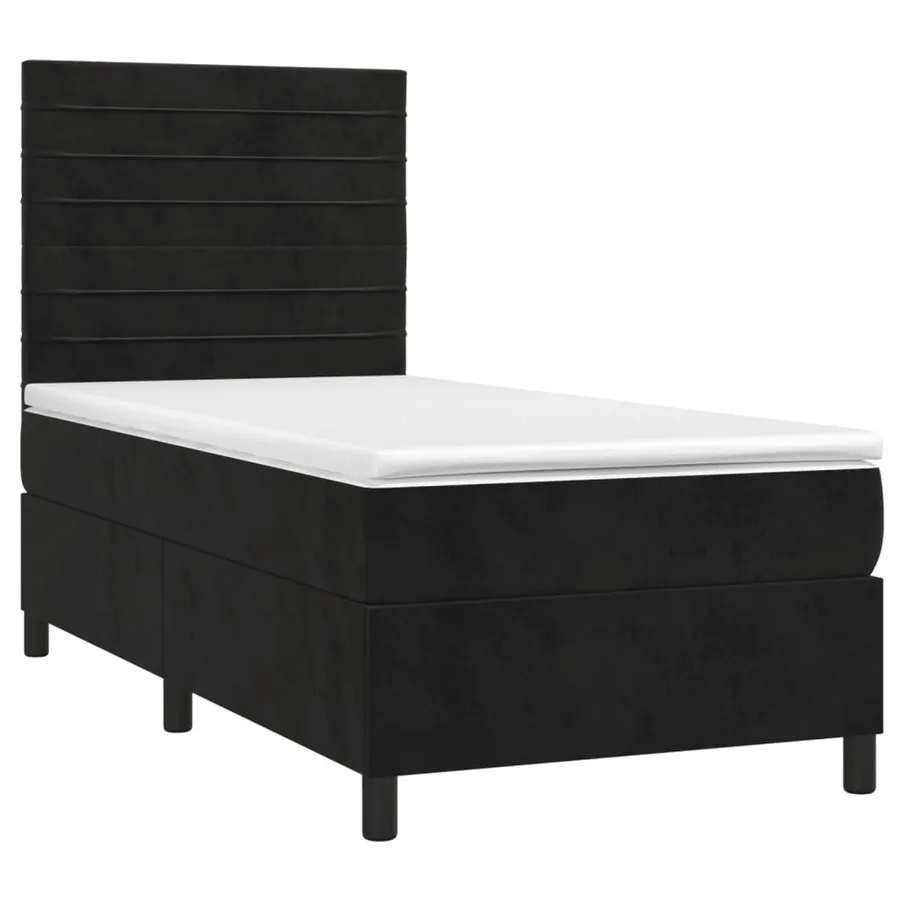 Sommier à lattes de lit avec matelas Noir 90x200 cm Velours - 3