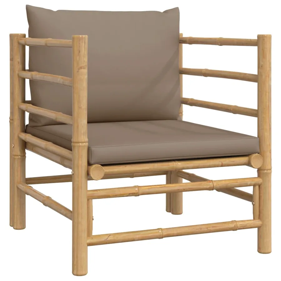 Salon de jardin 8 pcs avec coussins taupe bambou - 6