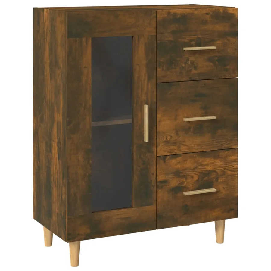 Buffet chêne fumé 69,5x34x90 cm bois d'ingénierie - 2