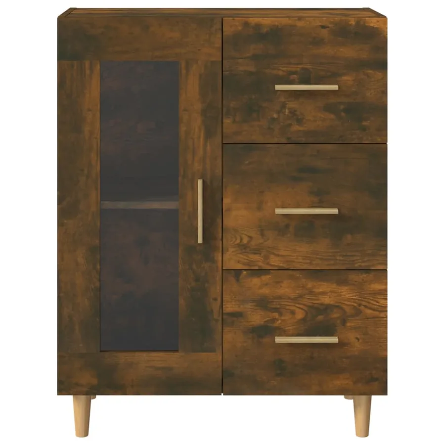Buffet chêne fumé 69,5x34x90 cm bois d'ingénierie - 6