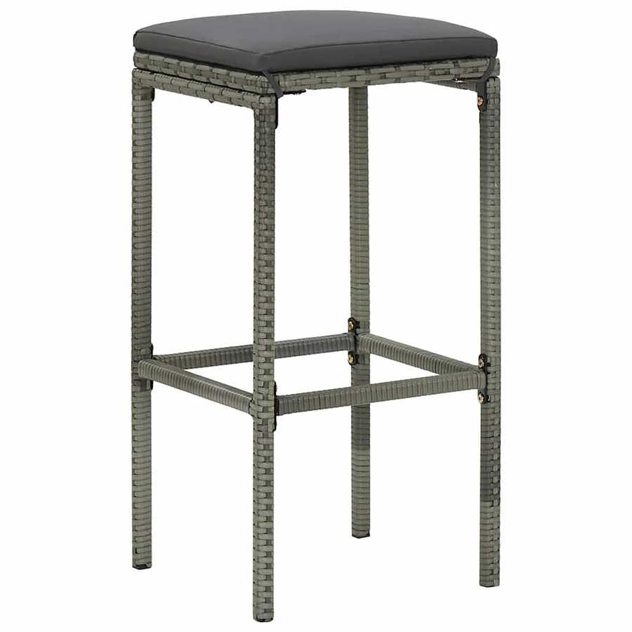 Meuble de bar de jardin 16 pcs et coussins Résine tressée Gris - 10