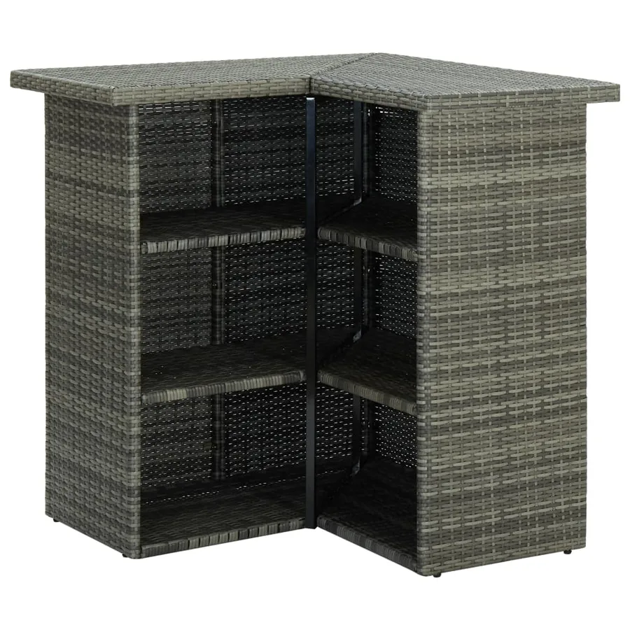 Meuble de bar de jardin 16 pcs et coussins Résine tressée Gris - 3
