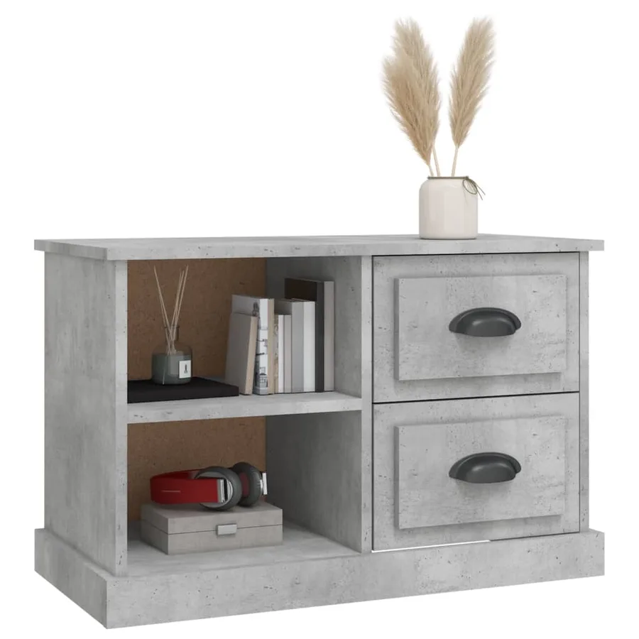 Meuble TV gris béton 73x35,5x47,5 cm bois d'ingénierie - 4