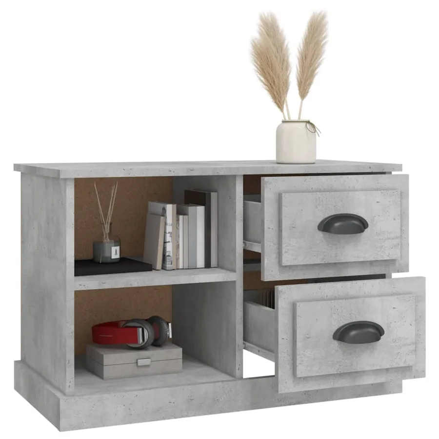 Meuble TV gris béton 73x35,5x47,5 cm bois d'ingénierie - 5
