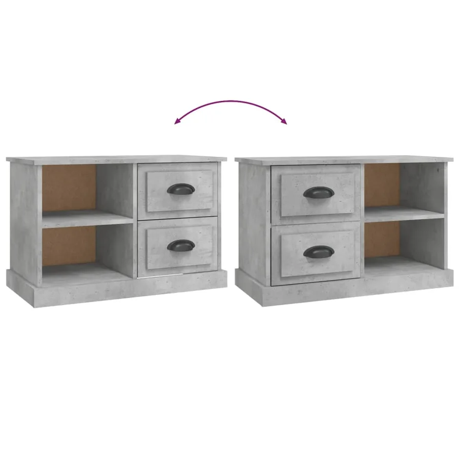 Meuble TV gris béton 73x35,5x47,5 cm bois d'ingénierie - 9