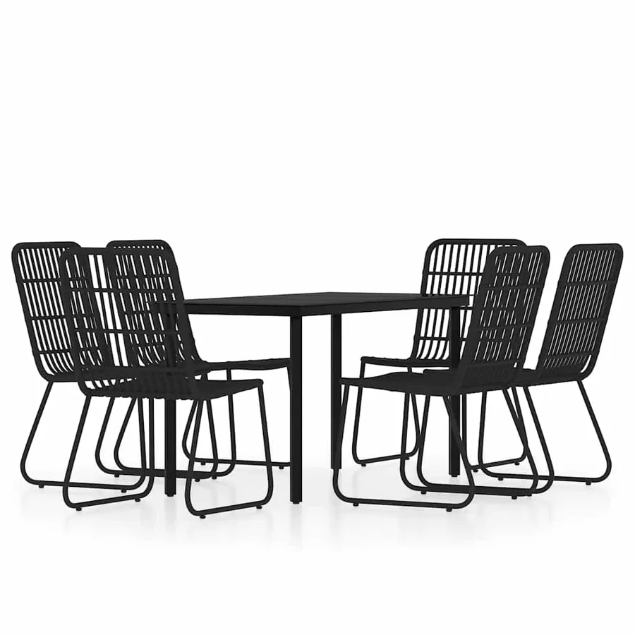 Ensemble à manger de jardin 7 pcs Noir - 2