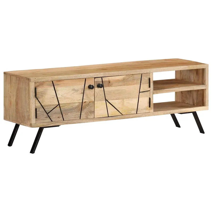 Meuble TV 110x30x40 cm Bois massif de manguier - 10