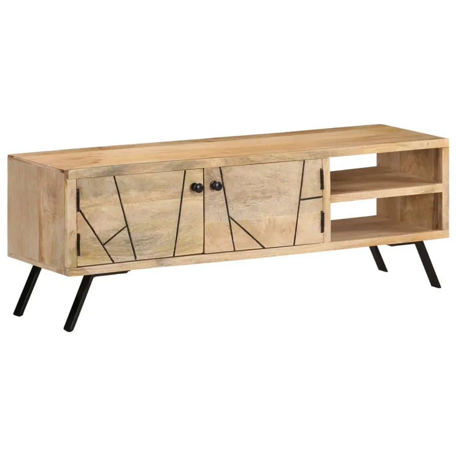 Meuble TV 110x30x40 cm Bois massif de manguier - 11