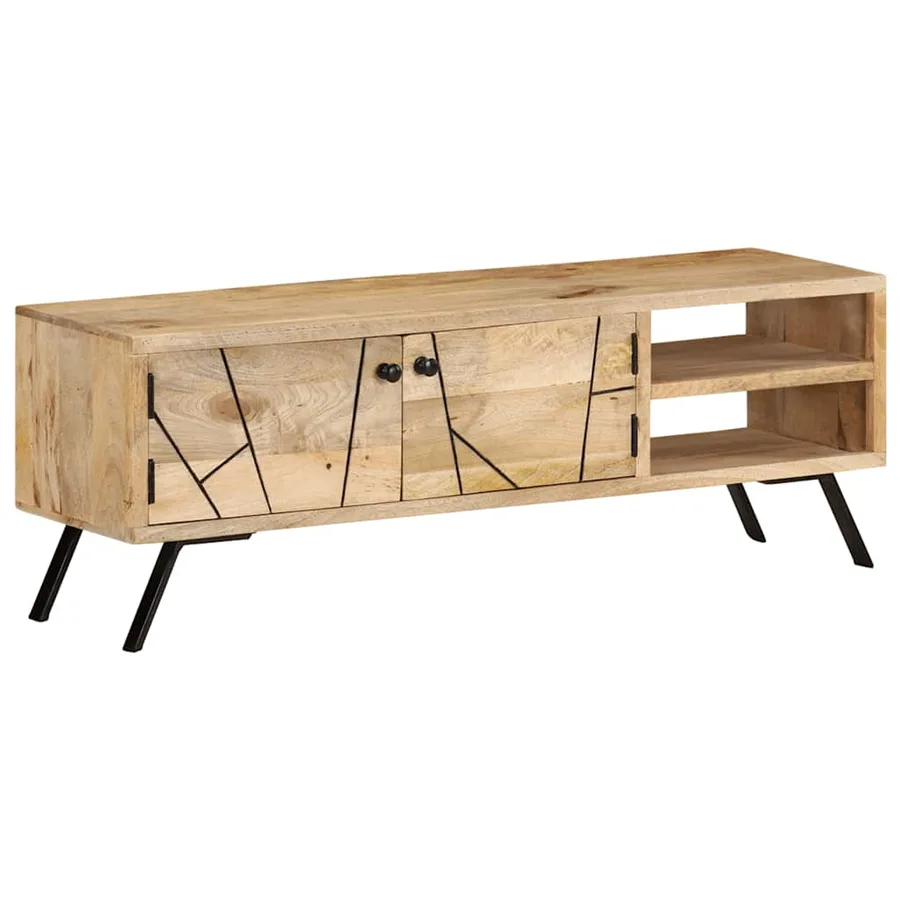 Meuble TV 110x30x40 cm Bois massif de manguier - 12