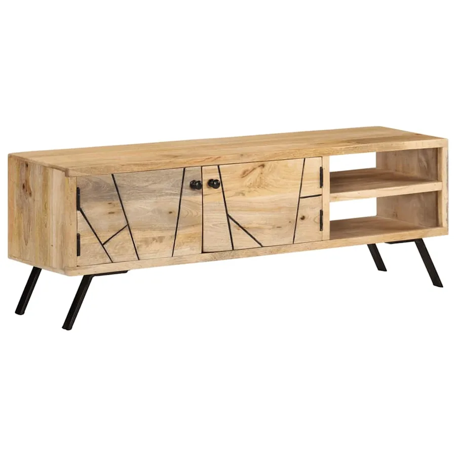 Meuble TV 110x30x40 cm Bois massif de manguier - 13