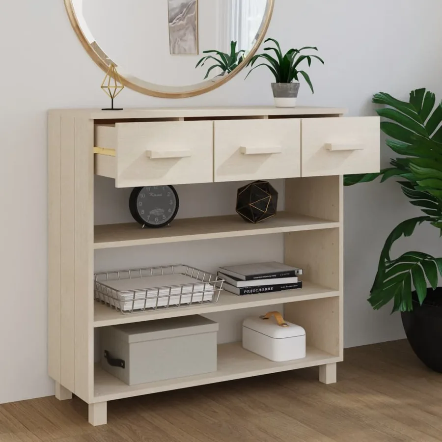 Table console HAMAR Marron miel 90x35x90 cm Bois massif de pin - 3