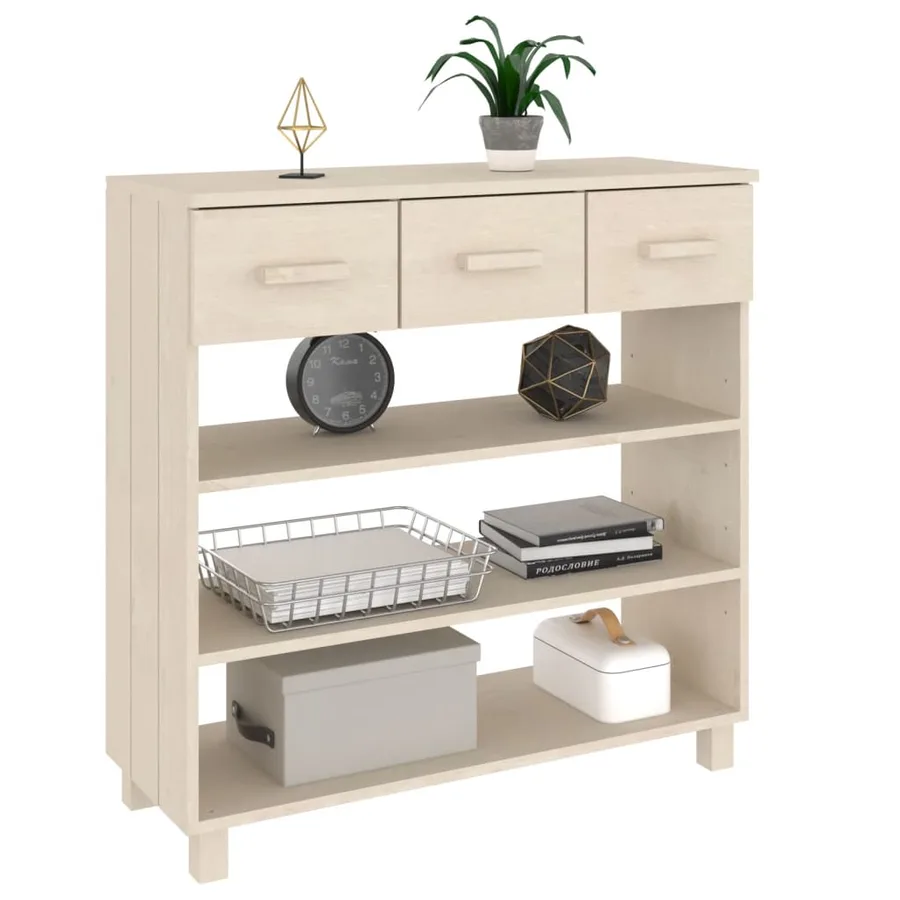 Table console HAMAR Marron miel 90x35x90 cm Bois massif de pin - 4
