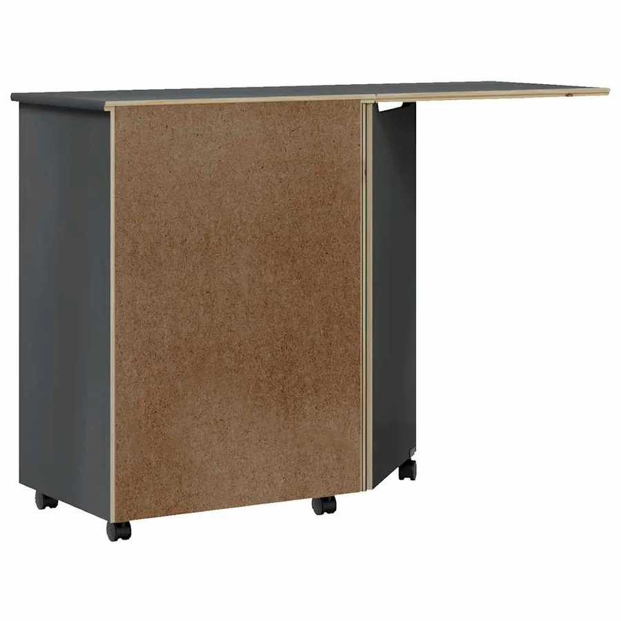 Armoire roulante avec bureau MOSS gris bois de pin solide - 7