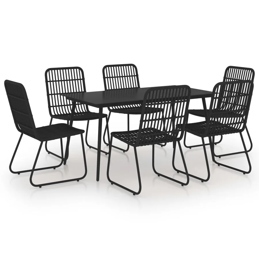 Ensemble à manger d'extérieur 7 pcs résine tressée et verre - 2