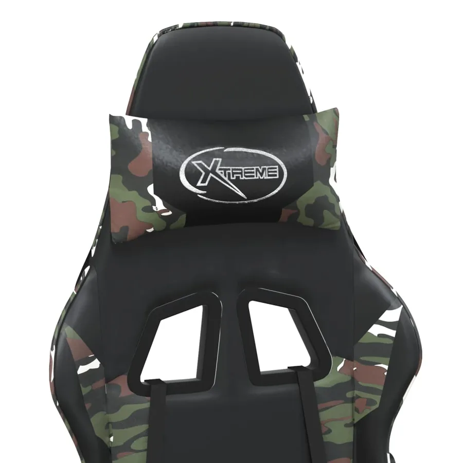 Chaise de jeu avec repose-pied Noir et camouflage Similicuir - 10