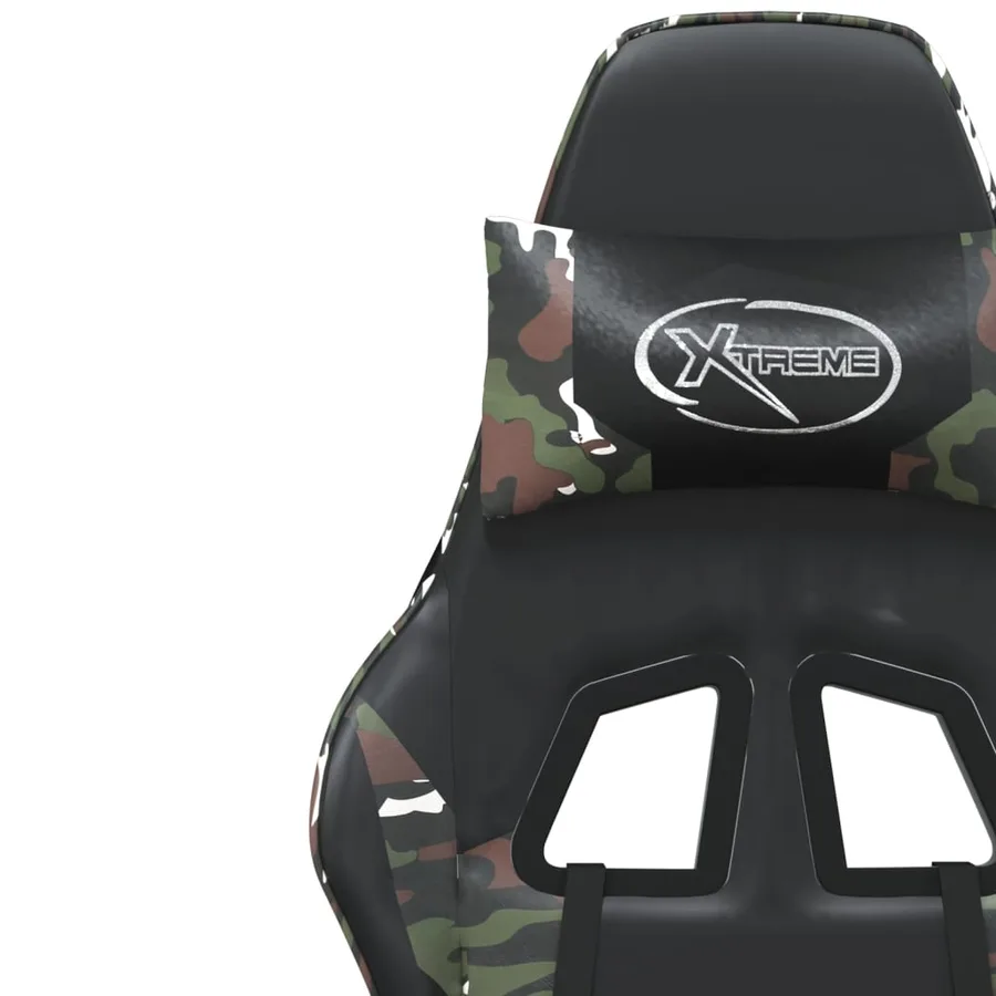 Chaise de jeu avec repose-pied Noir et camouflage Similicuir - 12