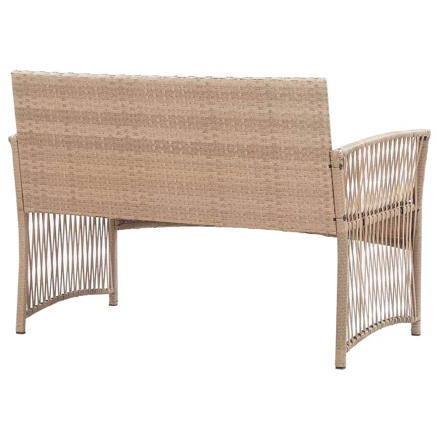 Salon de jardin 4 pcs avec coussins Résine tressée Beige - 11