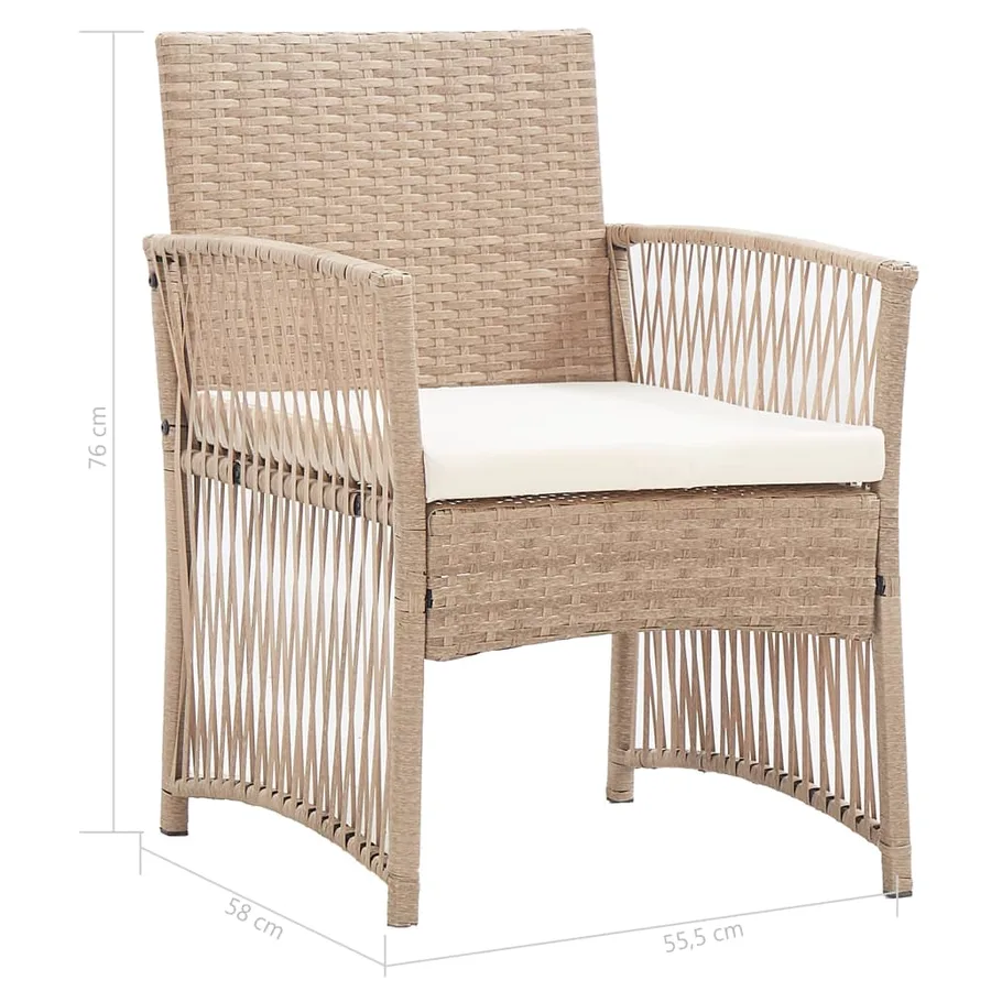 Salon de jardin 4 pcs avec coussins Résine tressée Beige - 19