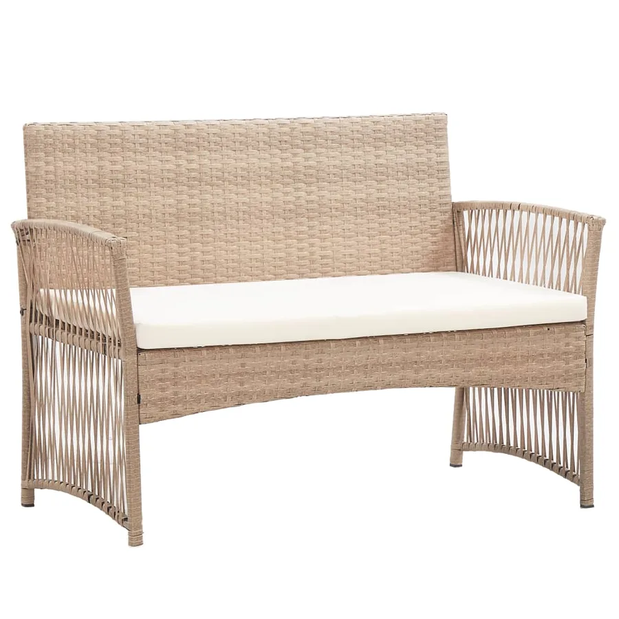 Salon de jardin 4 pcs avec coussins Résine tressée Beige - 8