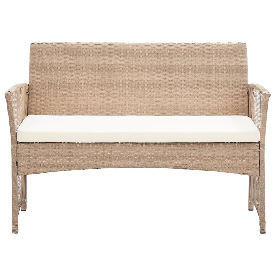 Salon de jardin 4 pcs avec coussins Résine tressée Beige - 9