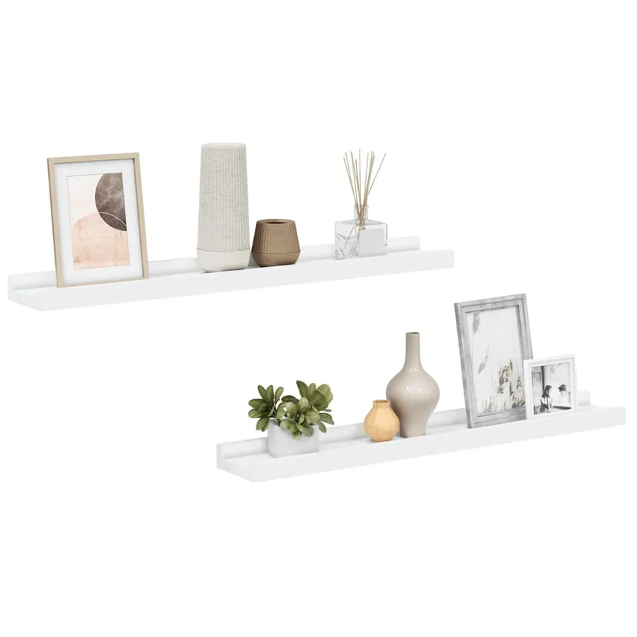 Étagères à rebord pour cadre photo 2 pcs Blanc 60x9x3 cm MDF - 2