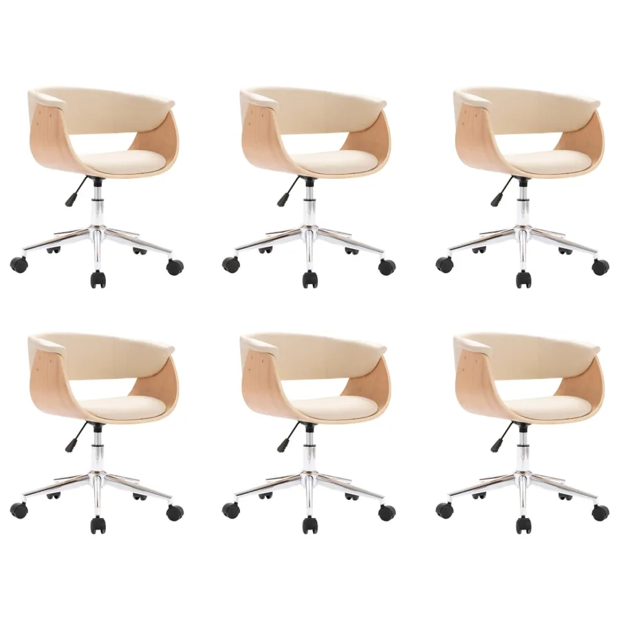 Chaises pivotantes à manger lot de 6 crème similicuir - 2