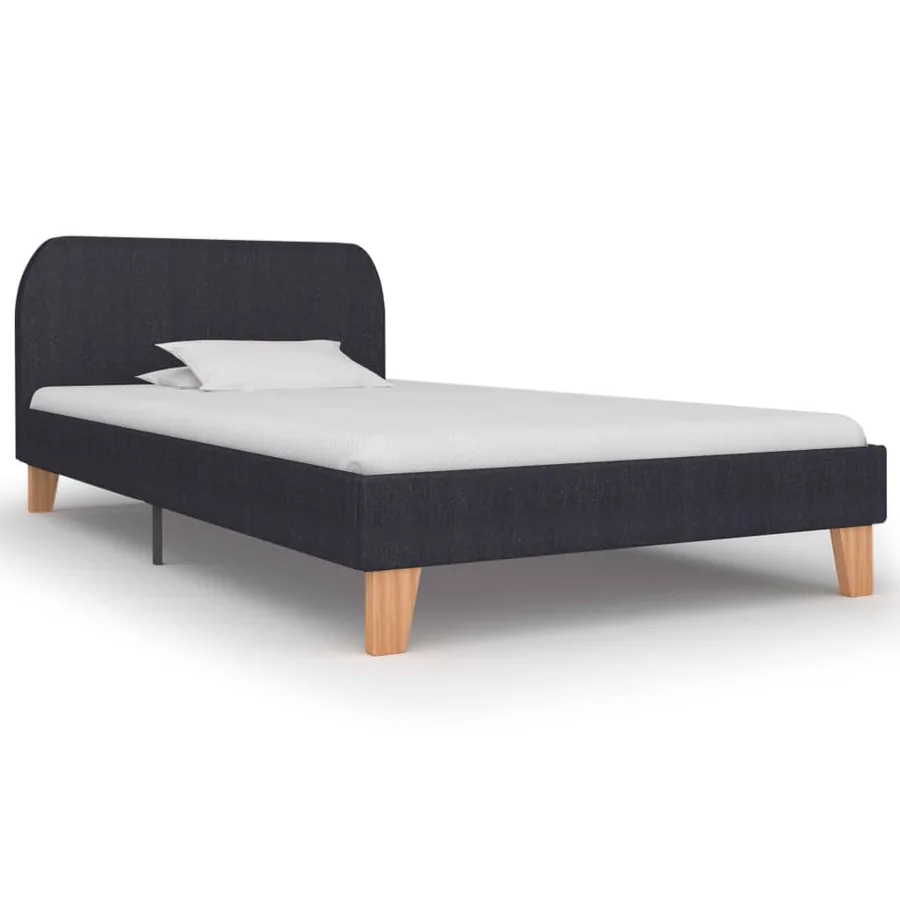 Cadre de lit sans matelas gris foncé tissu 90x200 cm