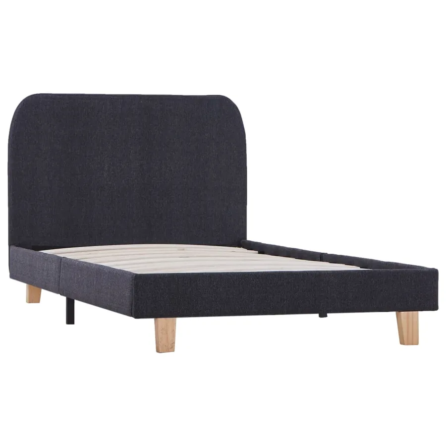 Cadre de lit sans matelas gris foncé tissu 90x200 cm - 2