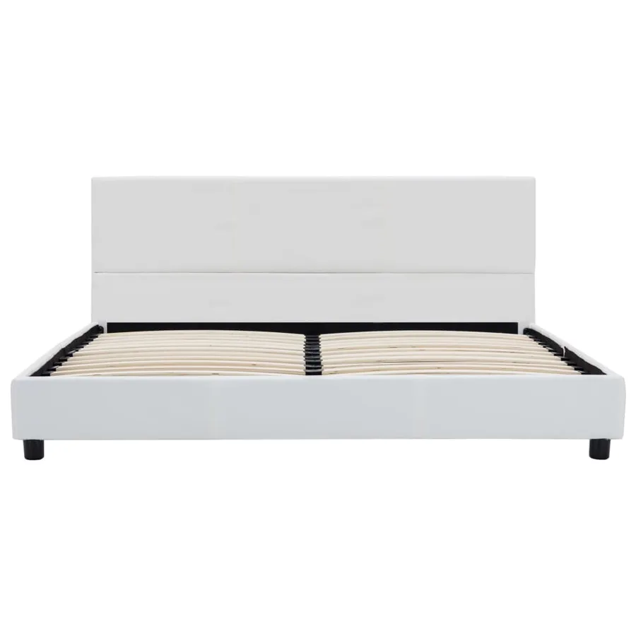 Cadre de lit sans matelas blanc similicuir 140x200 cm - 2