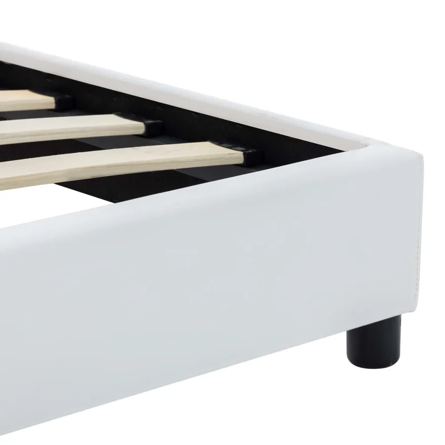 Cadre de lit sans matelas blanc similicuir 140x200 cm - 5