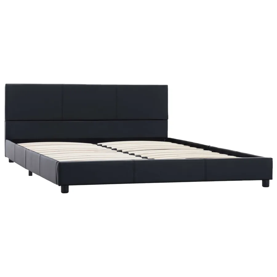 Cadre de lit sans matelas noir similicuir 140x200 cm - 2