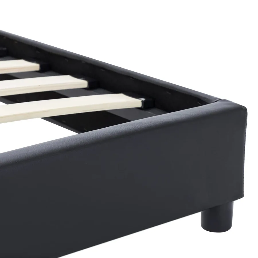 Cadre de lit sans matelas noir similicuir 140x200 cm - 5
