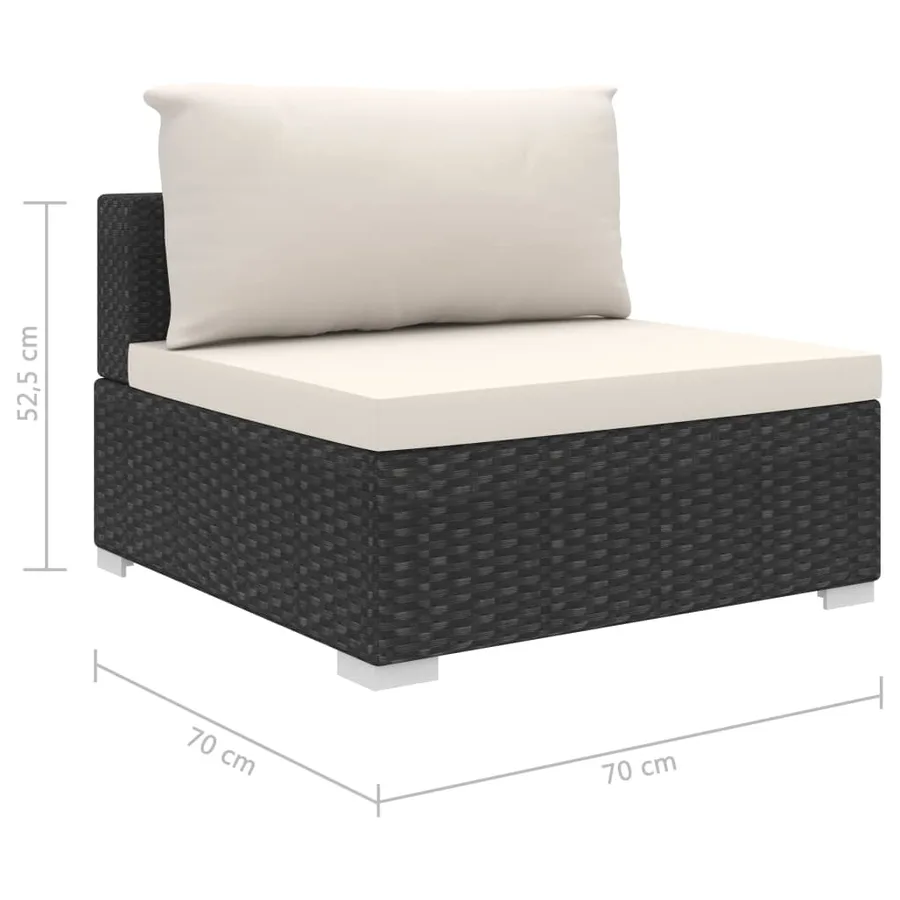 Salon de jardin 8 pcs avec coussins résine tressée noir - 11