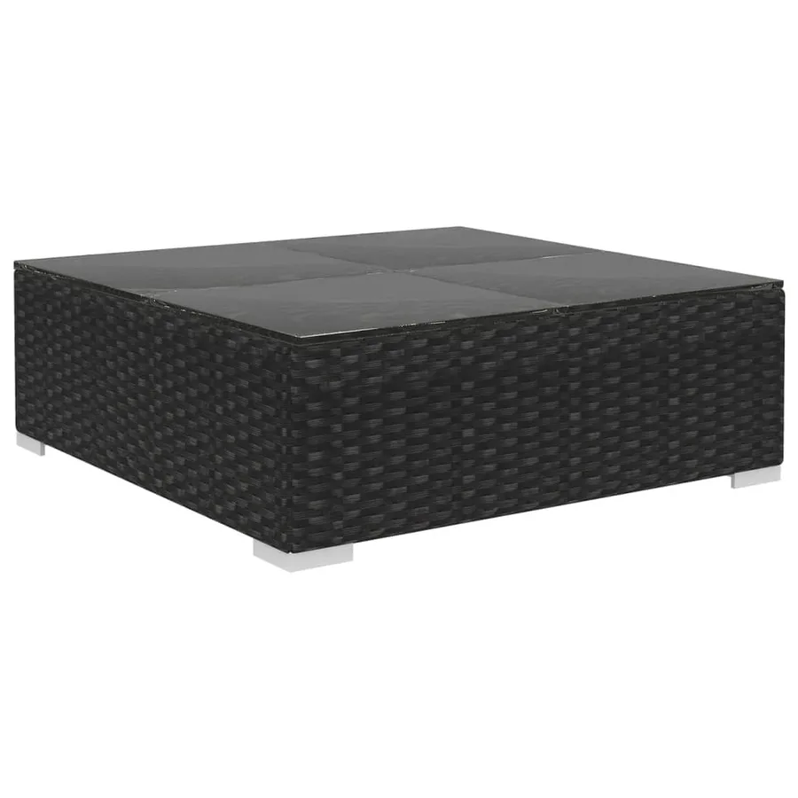 Salon de jardin 8 pcs avec coussins résine tressée noir - 8