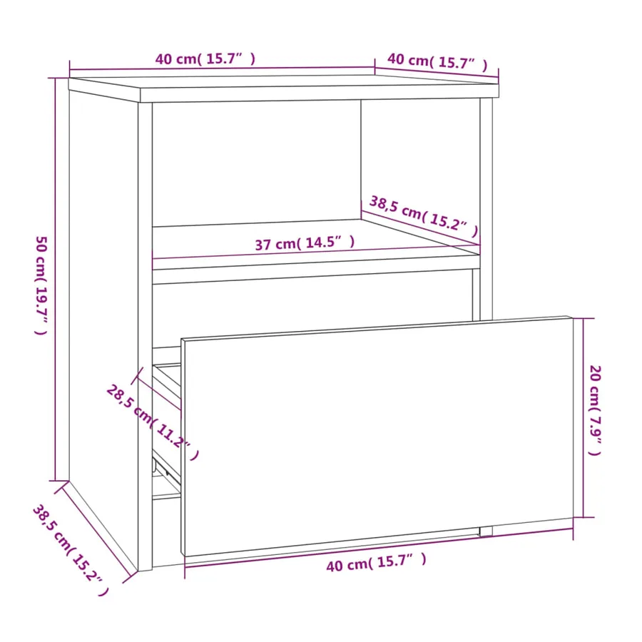 Tables de chevet 2 pcs chêne fumé 40x40x50 cm bois d'ingénierie - 9