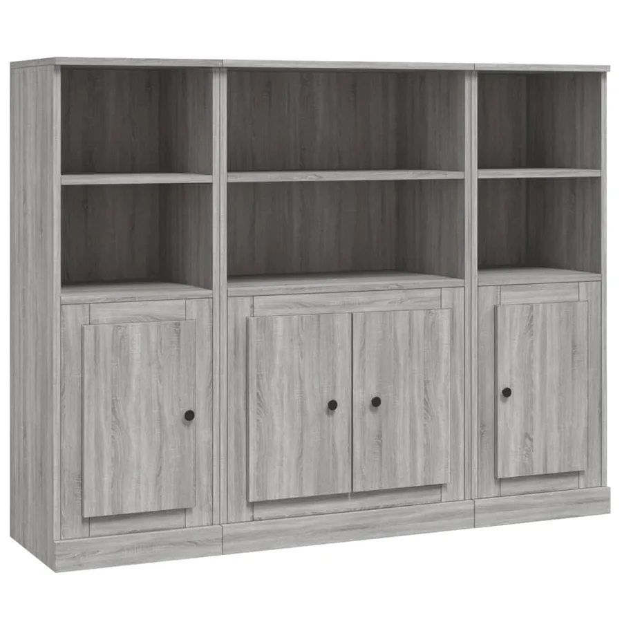 Buffets 3 pcs sonoma gris bois d'ingénierie - 2