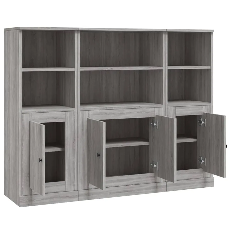 Buffets 3 pcs sonoma gris bois d'ingénierie - 5