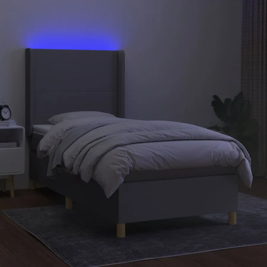 Sommier à lattes de lit matelas LED Gris clair 100x200 cm Tissu - 3