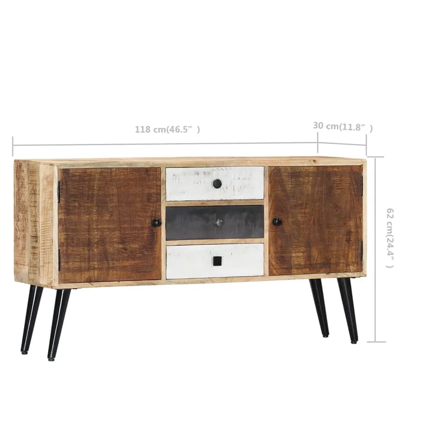 Buffet 118x30x62 cm Bois de manguier massif - 9