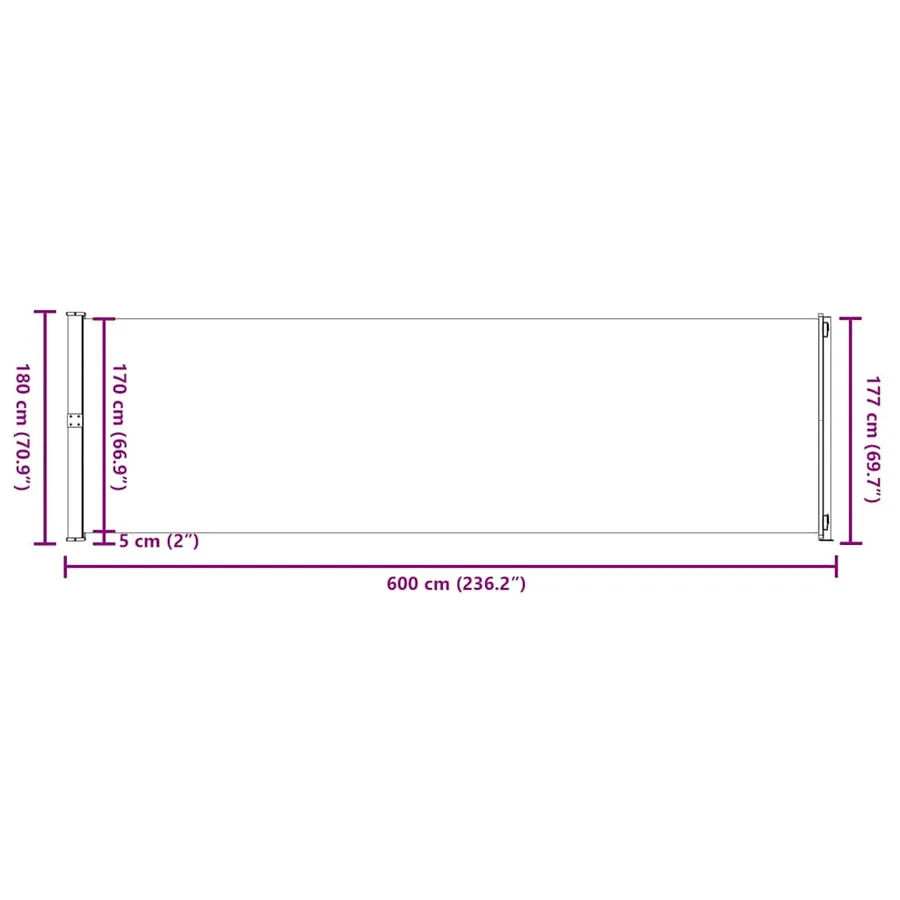 Auvent latéral rétractable de patio 180x600 cm Rouge - 11