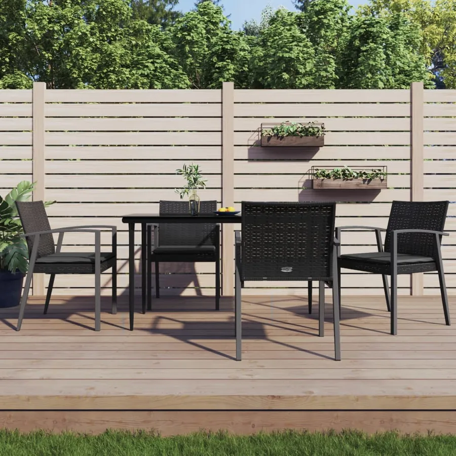Ensemble à manger de jardin 5 pcs coussins résine tressée acier