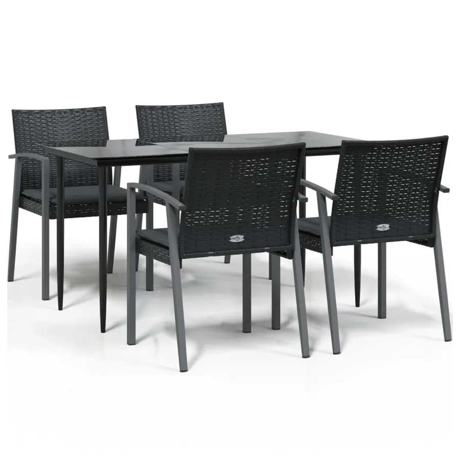 Ensemble à manger de jardin 5 pcs coussins résine tressée acier - 2