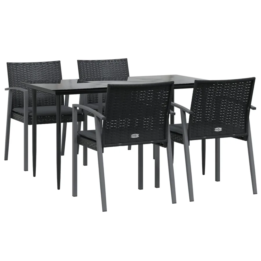Ensemble à manger de jardin 5 pcs coussins résine tressée acier - 3
