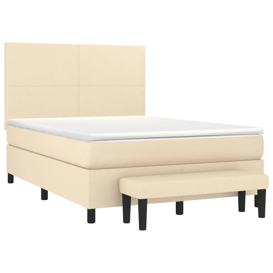 Sommier à lattes de lit avec matelas Crème 140x200 cm Tissu - 3