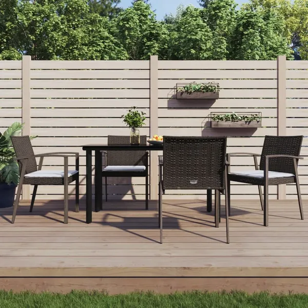 Ensemble à manger de jardin 5 pcs coussins résine tressée acier