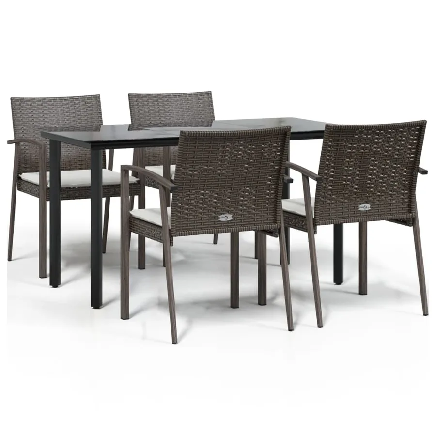 Ensemble à manger de jardin 5 pcs coussins résine tressée acier - 2