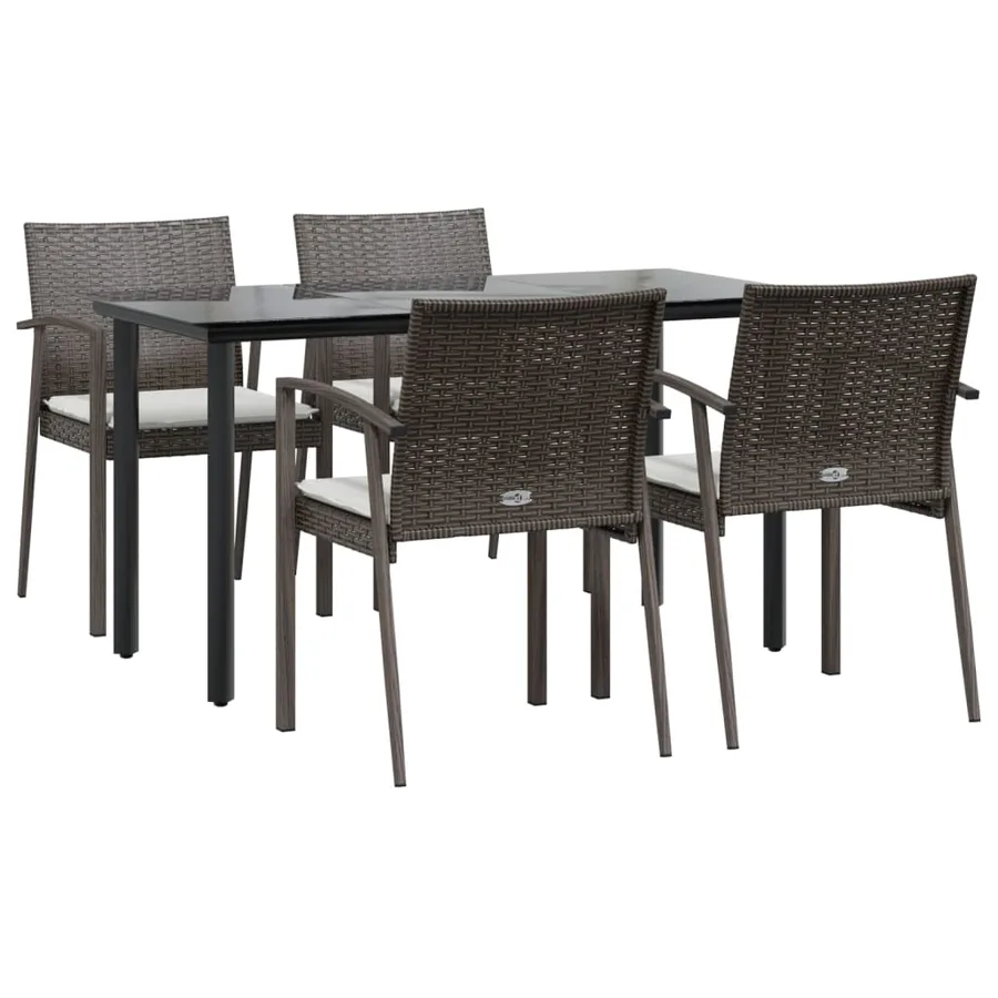 Ensemble à manger de jardin 5 pcs coussins résine tressée acier - 3